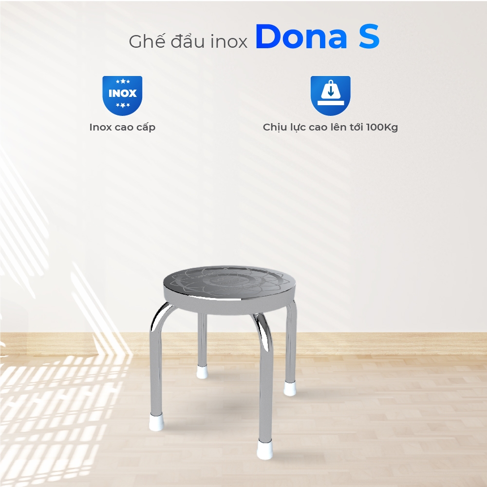 [HỎA TỐC] Ghế đẩu inox Dona S QUI PHÚC, inox sáng bóng, không gỉ, tiện lợi, chắc chắn