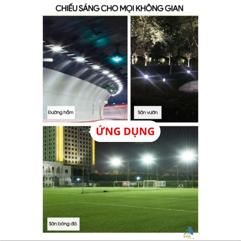 Đèn Pha LED ngoài trời Công suất 50-200W Chống nước IP66, Dùng Điện 220V, Đèn Pha COB, BH 3 năm