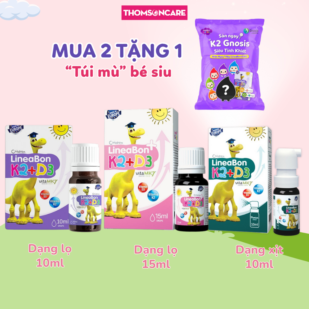 D3 K2 Lineabon bổ sung vitamin d3 cho trẻ sơ sinh, giảm còi xương d2k3 ...