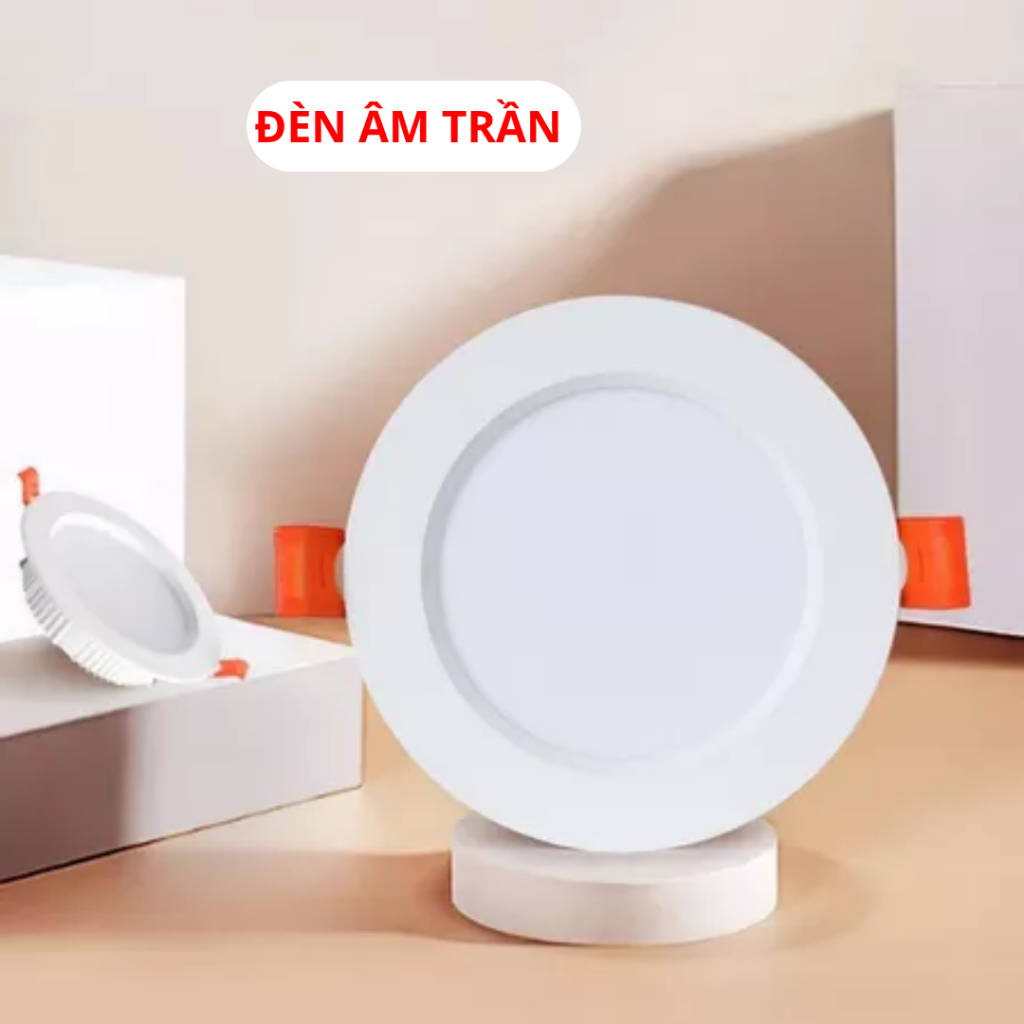 Đèn LED Âm Trần Không Viền Nguồn Liền| Đèn Led Downlight 5W 9W 12W Phi 90-110 BH 2 Năm