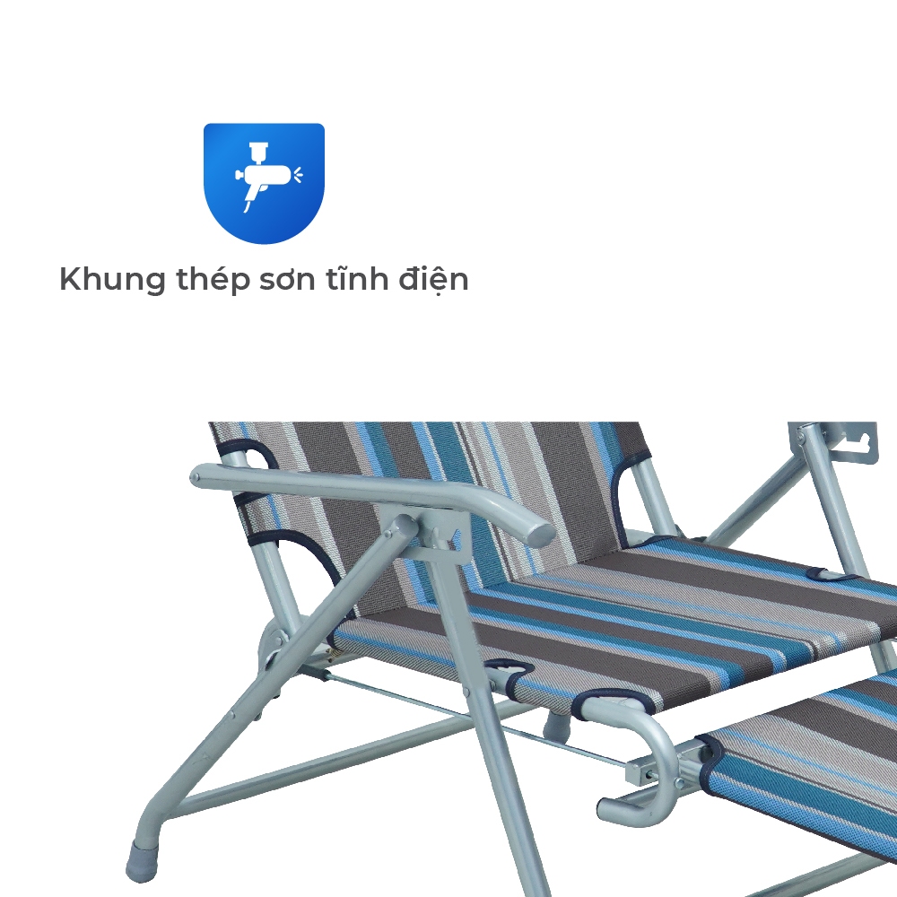 Ghế xếp gấp gọn Deli QUI PHÚC, lưng lưới, thoáng khí, đàn hồi tốt, có gác chân, tiện lợi, đa năng