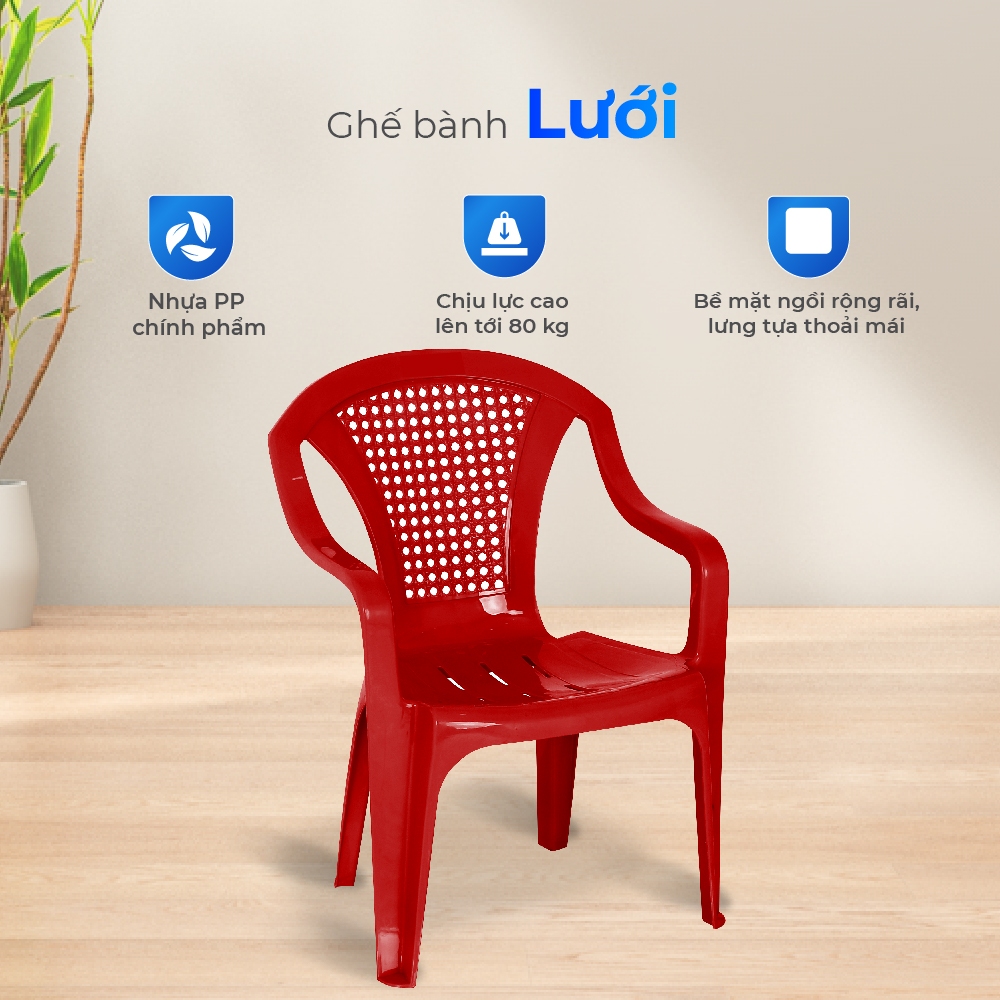 Ghế nhựa tựa lưng QUI PHÚC, combo 4,6,10 ghế, lưng lưới, an toàn, chắc chắn, tiện lợi, chống trượt, thoải mái