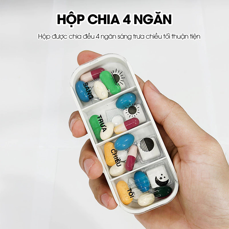 Hộp chia thuốc 7 ngày 3 buổi sáng trưa chiều tiện lợi, Hộp đựng thuốc nhựa ABS an toàn tiện lợi