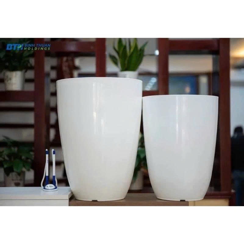 (47x35cm) Chậu nhựa Bom đen/trắng giả sứ cao cấp siêu bền xịn_Chậu bầu đứng dáng cao nhiều size