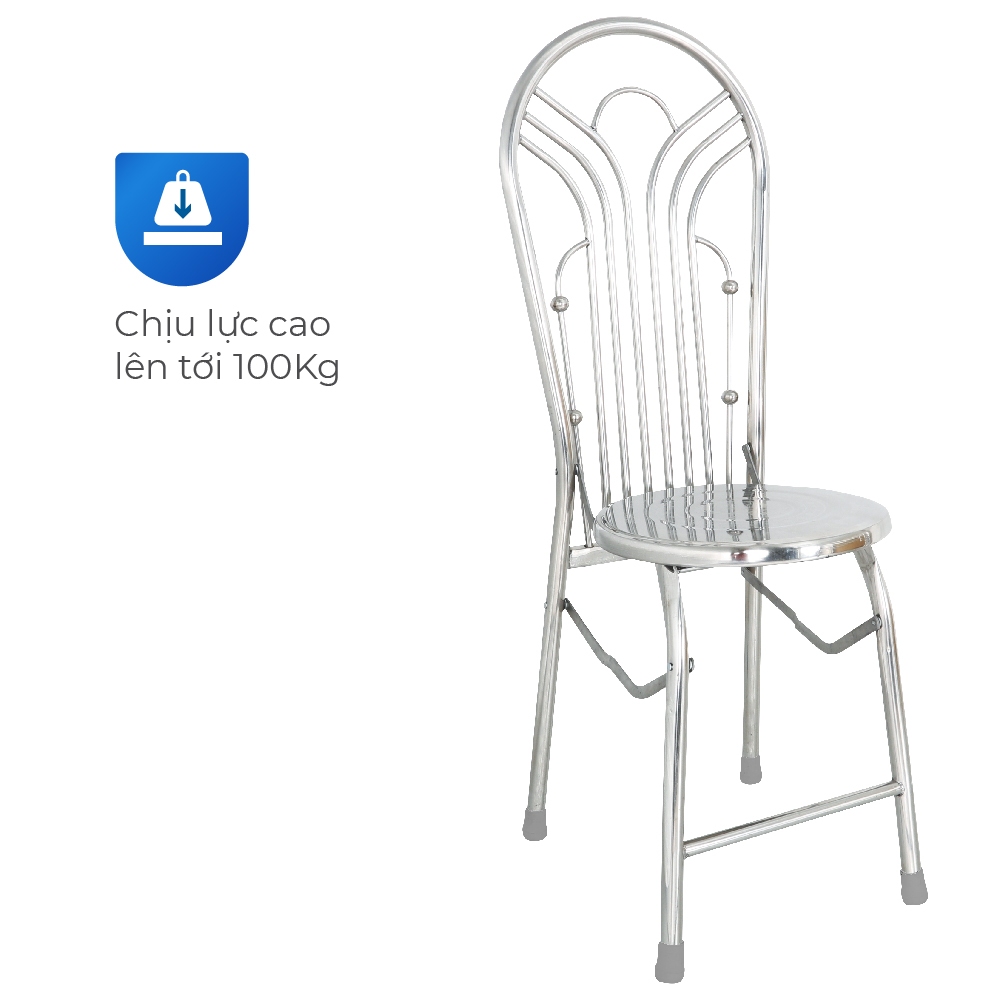 Ghế lưng tựa inox Dona QUI PHÚC, khung inox chắc chắn, không gỉ, chịu lực tốt, chân ghế chống trượt, chịu tải 100kg