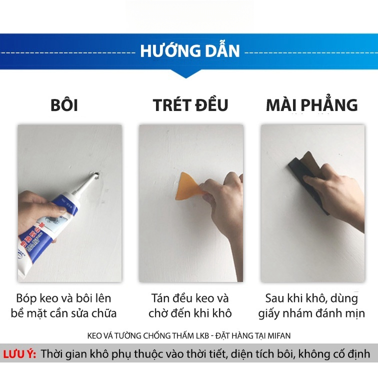 Keo Vá Tường Chống Thấm 250gr - Trám Trét Vết Nứt Khe Hở Tường - Chống Mốc Ẩm Làm Sạch Tường