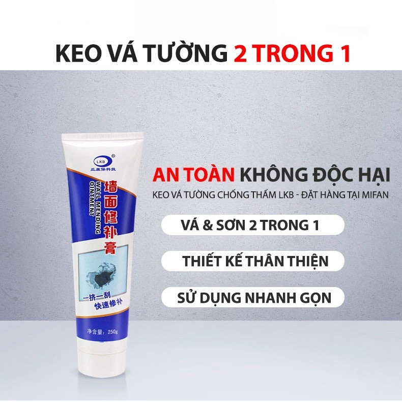 Keo Vá Tường Chống Thấm 250gr - Trám Trét Vết Nứt Khe Hở Tường - Chống Mốc Ẩm Làm Sạch Tường