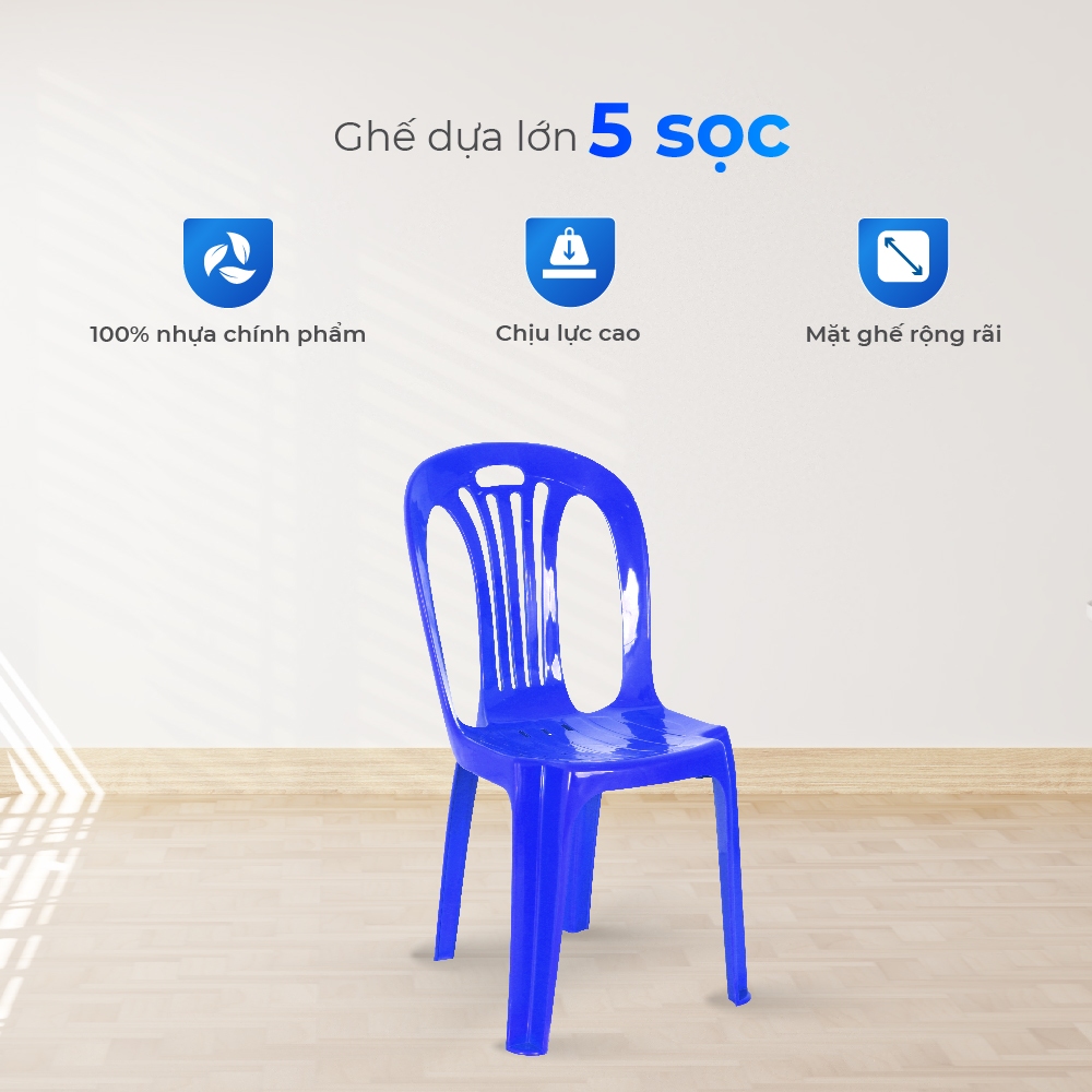 Ghế nhựa tựa lưng QUI PHÚC, size lớn, combo 4,6,10 ghế, lưng sọc, ghế ngồi chắc chắn, chống trượt, tiện lợi, an toàn