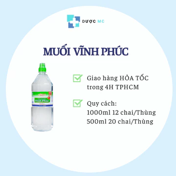 [12 Chai 1000ml] Nước muối sinh lý súc miệng Vĩnh Phúc vệ sinh răng miệng, ngừa viêm răng, đau họng