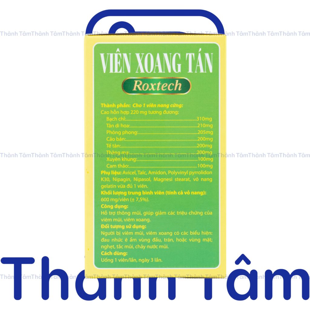 Viên Xoang Tán Roxtech thảo dược giúp giảm viêm xoang, viêm mũi dị ứng - 50 viên