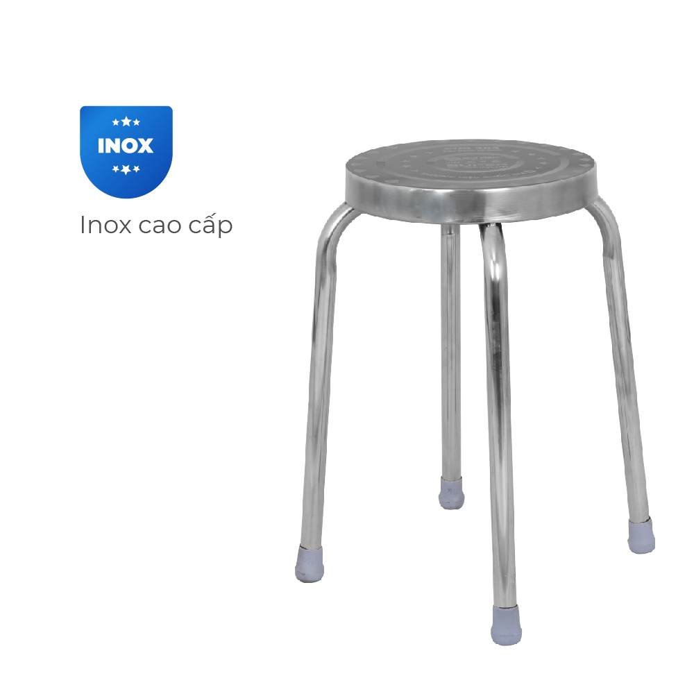 Ghế inox đẩu Super QUI PHÚC, inox cao cấp, chắc chắn, chịu lực 120kg, chân ghế chống trượt