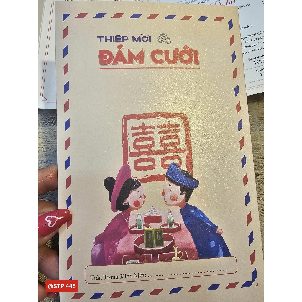 THIỆP CƯỚI 3 GẬP KHÔNG BÌ- ÁNH KIM- CÓ MÙI THƠM HOT NHẤT MÃ STP445, 501