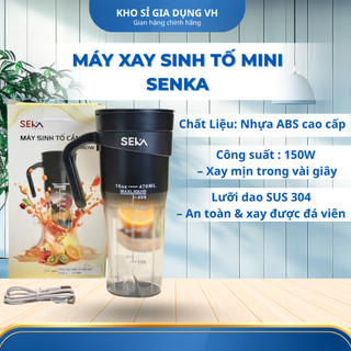 Máy Xay Sinh Tố Cầm Tay Mini SEKA – Xay Được Đá, Dung Tích 470ml,Công Suất 150W Pin 4000mAh, Lưỡi SUS304