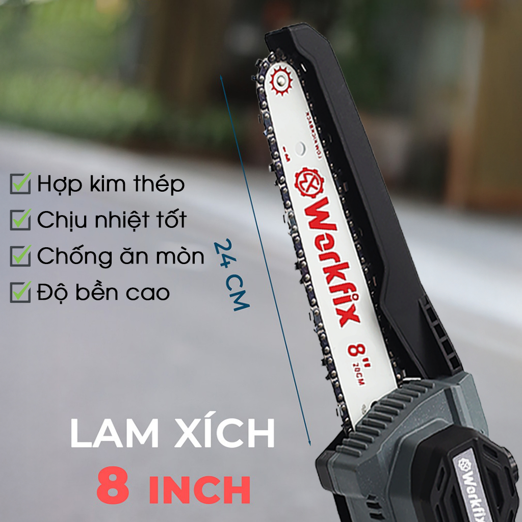 [KÈM PHỤ KIỆN] Máy Cưa Xích Workfix WF-CS0801BL Không Chổi Than, 100% Lõi Đồng, Chính Hãng Chuyên Cưa, Cắt Gỗ