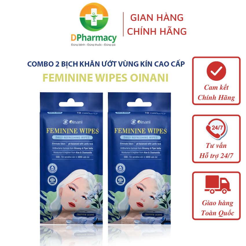 [ HÀNG CAO CẤP ]Combo 2 Bịch Khăn Ướt Vệ Sinh Phụ Nữ Oinani, Làm Sạch Vùng Kín Dịu Nhẹ, Kháng Khuẩn