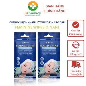 Combo 2 Bịch Khăn Ướt Vệ Sinh Phụ Nữ Oinani, Làm Sạch Vùng Kín Dịu Nhẹ, Kháng Khuẩn