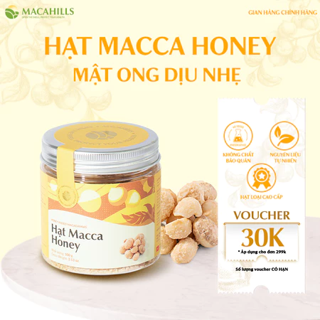 Hạt Macca Vị Mật Ong thơm dịu Maca Hills, Vị Mật Ong Nguyên Chất Hộp 100gr