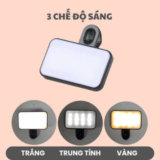 Đèn LED Selfie Kẹp Điện Thoại Chụp Ảnh Tự Sướng–3 Chế Độ Sáng, Mini Gọn Nhẹ, Trợ Sáng Quay Video Chụp Ảnh Siêu Sáng