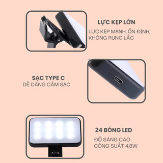 Đèn LED Selfie Kẹp Điện Thoại Chụp Ảnh Tự Sướng–3 Chế Độ Sáng, Mini Gọn Nhẹ, Trợ Sáng Quay Video Chụp Ảnh Siêu Sáng