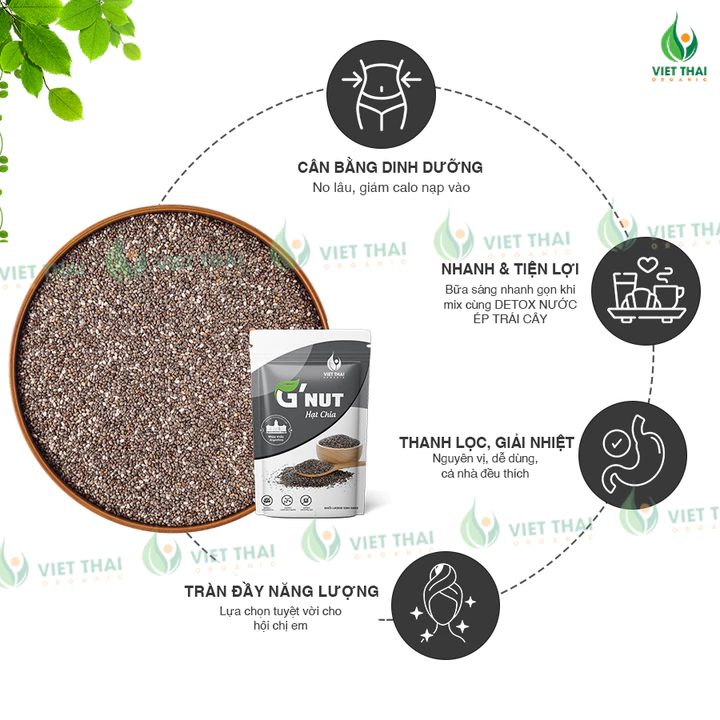 Hạt Chia G'Nut Đầy Đủ Hoá Đơn VAT - Hạt Chia Đen Chính Hãng Ăn Kiêng Detox 500G Việt Thái Organic – 7