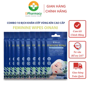 Combo 10 Bịch Khăn Ướt Vệ Sinh Phụ Nữ Oinani, Làm Sạch Vùng Kín Dịu Nhẹ, Kháng Khuẩn