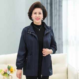 Áo Khoác Gió Mùa Xuân Mũ Trùm Đầu Cho Mẹ Trung Niên AK33