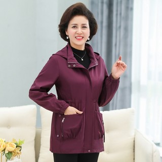 Áo Khoác Gió Mùa Xuân Mũ Trùm Đầu Cho Mẹ Trung Niên AK33