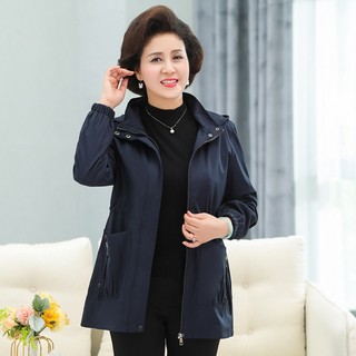 Áo Khoác Gió Mùa Xuân Mũ Trùm Đầu Cho Mẹ Trung Niên AK33