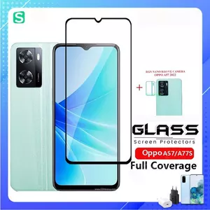Combo kính cường lực oppo A57 4g 2022 A77s full màn hình + dán bảo vệ camera chống xước