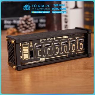 Công tắc tổng cắm HUB 6 cổng USB điều khiển độc lập mạ vang retro cấp nguồn 5V cho thiết bị tối ưu không gian gọn gàng