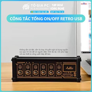 Công tắc tổng cắm HUB 6 cổng USB điều khiển độc lập mạ vang retro cấp nguồn 5V cho thiết bị tối ưu không gian gọn gàng