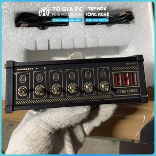 Công tắc tổng cắm HUB 6 cổng USB điều khiển độc lập mạ vang retro cấp nguồn 5V cho thiết bị tối ưu không gian gọn gàng