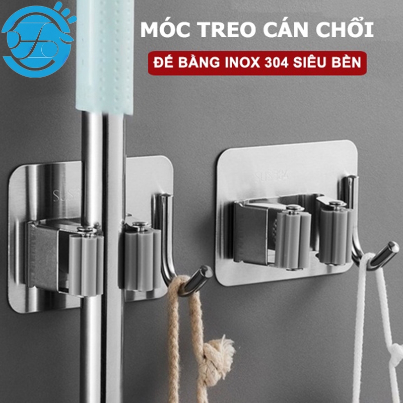 Móc Treo Kẹp Chổi INOX 304 mới, Móc Dán Tường Siêu Chắc Thiết Kế Hiện Đại