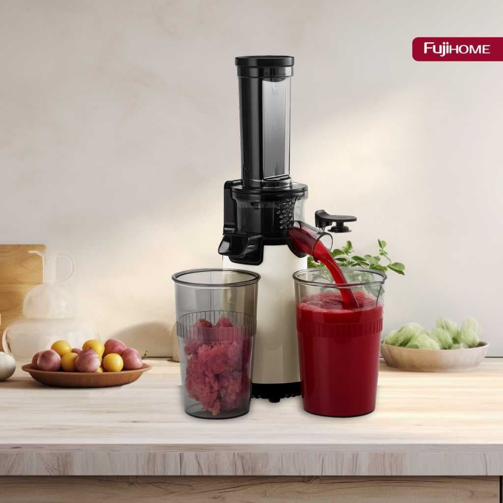 Máy ép chậm mini Nhập Khẩu FUJIHOME SJ06, ép kiệt không cặn, Máy ép trái cây ép sạch bã, tiết kiệm diện tích