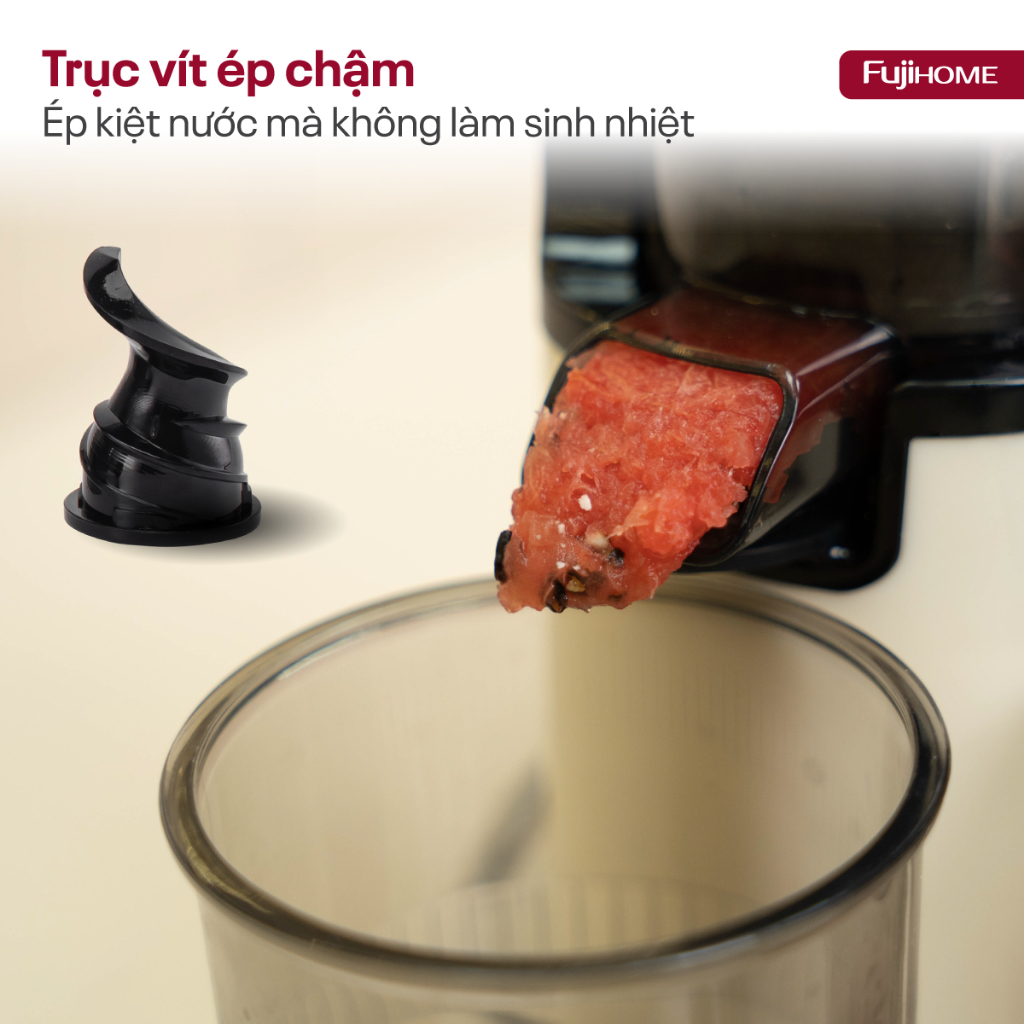 Máy ép chậm mini Nhập Khẩu FUJIHOME SJ06, ép kiệt không cặn, Máy ép trái cây ép sạch bã, tiết kiệm diện tích