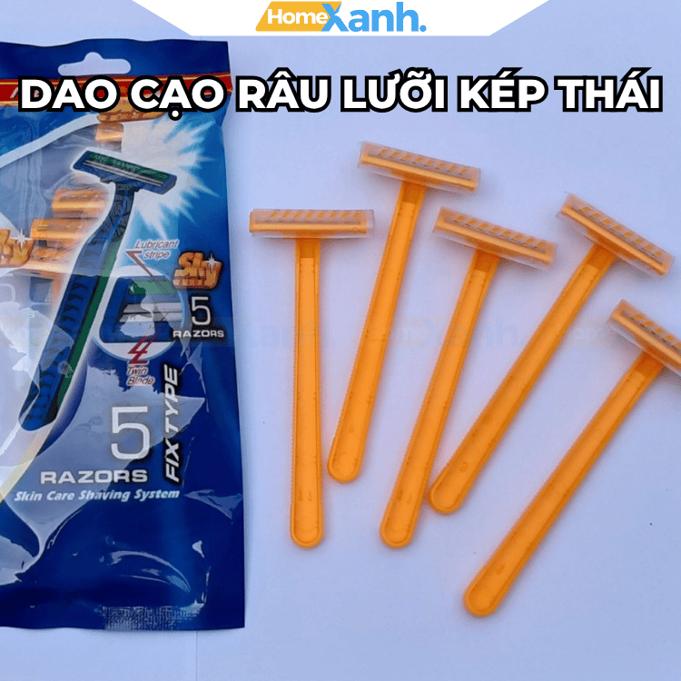 Set 5 Dao Cạo Râu 2 Lưỡi Kép Giúp Cạo Sát, Cán Dao Nhựa Có Khe Chống ...