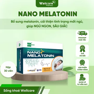 [DATE 12/2026] Nano Melatonin Wellcare - Bổ sung Melatonin, hỗ trợ giấc ngủ, ngủ ngon, sâu giấc - Hộp 30 viên