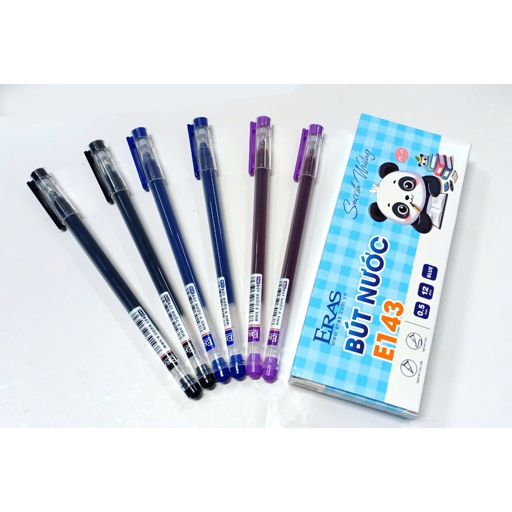 Product image [ERASVN] Hộp 12 Chiếc Bút Gel Nước Ngòi 0.5mm Eras E143 (Xanh/Đen/Tím) 5