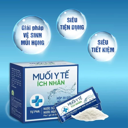 Muối Y Tế Ích Nhân Sát Khuẩn Mũi Họng An Toàn Tiện Lợi - Hộp 20 Gói/4.5g