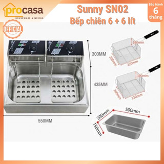 Bếp chiên nhúng đôi ngập dầu Sunny SN02 - 6 + 6 lít - 2500W + 2500W