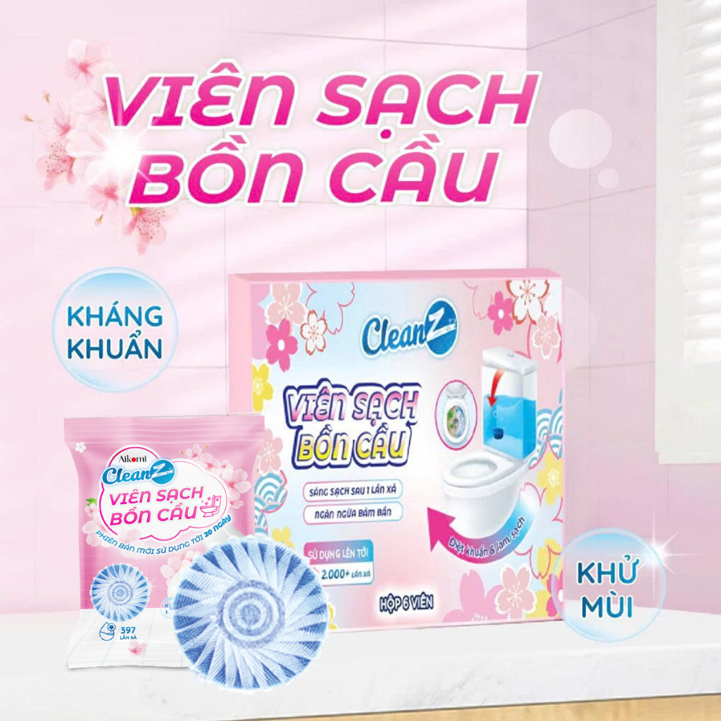 Combo 12 Viên sạch bồn cầu CleanZ chai thả bồn cầu sạch khuẩn tẩy sạch mảng bám khử mùi diệt vi khuẩn toilet