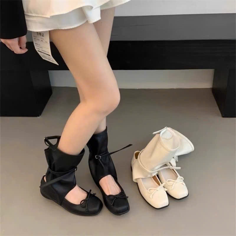 (Sẵn size 35, đen 36,38) Giày Bốt Phong Cách Ba Lê Thời Trang Hàn Quốc Mùa Hè 2025