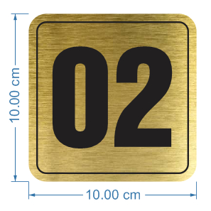 Bộ Số thứ tự bàn ăn , ghế ngồi,  Thẻ số thứ tự bằng alu mạ inox vàng xước chữ IN UV cho nhà hàng, quán cafe theo yêu cầu