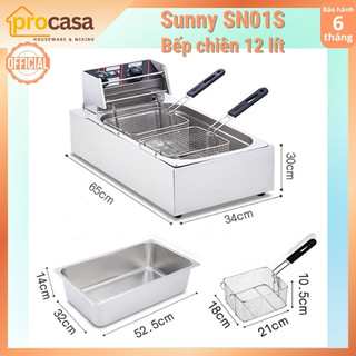 Bếp chiên nhúng đơn ngập dầu Sunny SN01S - 12 lít - 3000W - Chiên gà - cá bò viên - khoai tây