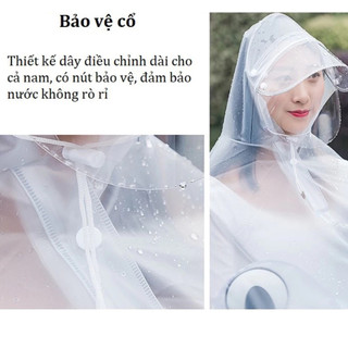 Áo Mưa Trong Suốt 2 Mũ Có Kính Che Mặt Cánh Dơi Đi Xe Máy PVC Cao Cấp - Không Che Đèn Xe
