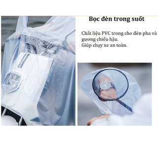 Áo Mưa Trong Suốt 2 Mũ Có Kính Che Mặt Cánh Dơi Đi Xe Máy PVC Cao Cấp - Không Che Đèn Xe