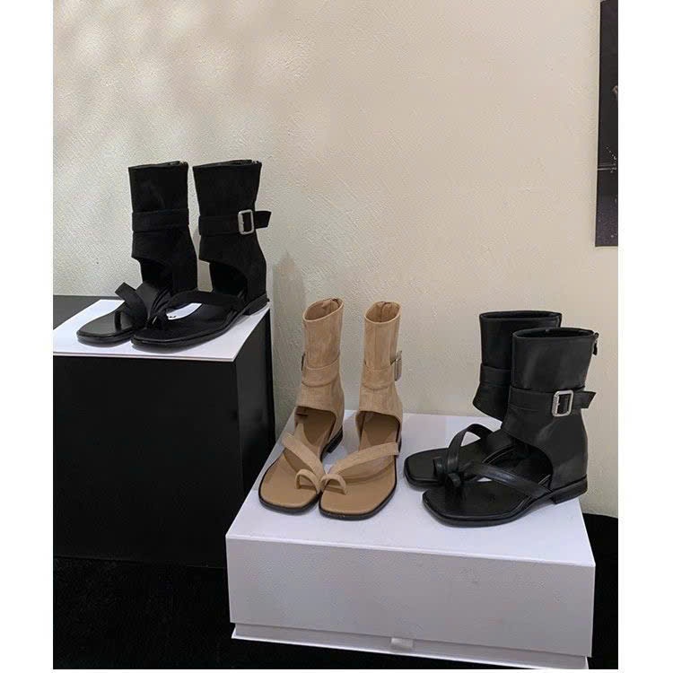 (Sẵn đen 38, nâu 37) Dép Sandal Đế Xuồng La Mã Chất Da Thật Sang Chảnh Cho Phái Nữ