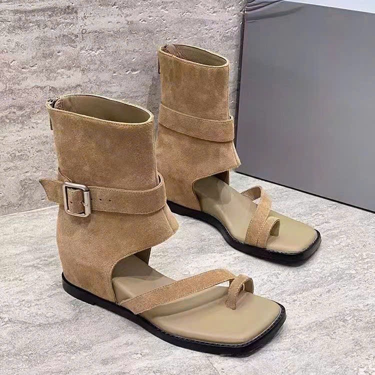 (Sẵn đen 38, nâu 37) Dép Sandal Đế Xuồng La Mã Chất Da Thật Sang Chảnh Cho Phái Nữ