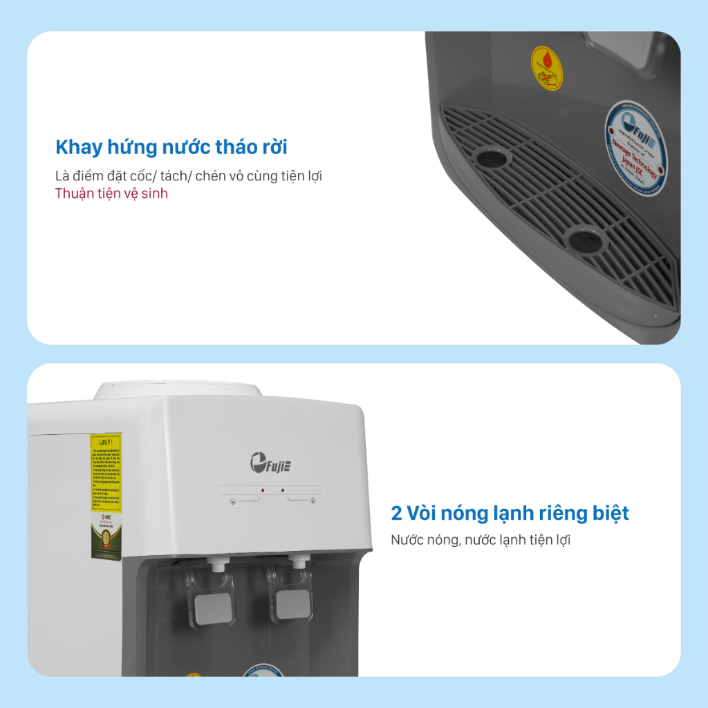 Cây nước nóng lạnh nhỏ gọn 2 vòi để bàn FujiE WD579E, Máy nước lọc đa chức năng làm lạnh chip dày dặn tinh tế