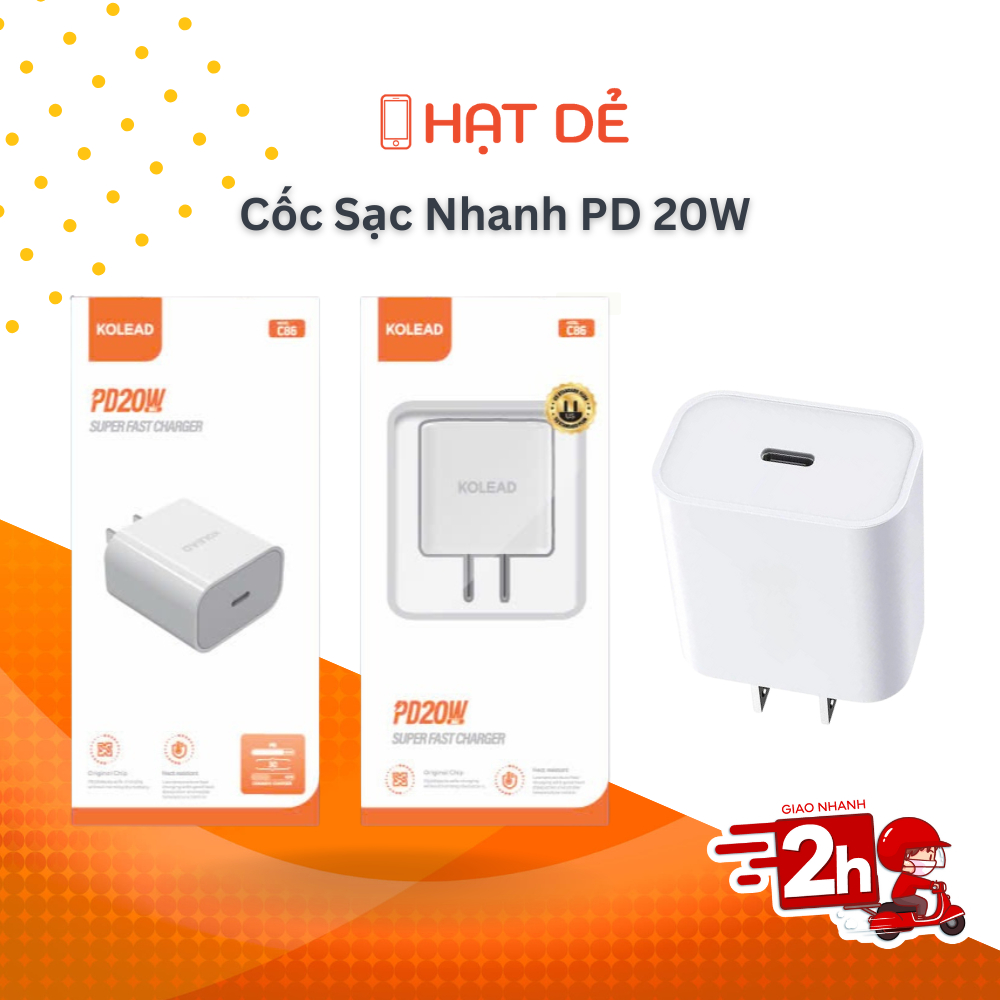 Củ sạc C86 chuẩn dòng sạc nhanh PD20W an toàn, không nóng, chống cháy nổ tương thích với nhiều dòng máy
